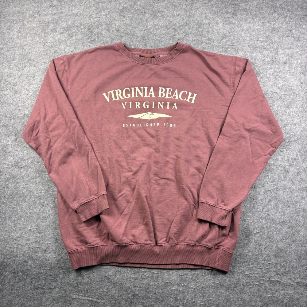 Sunsations Virginia Beach Graphic Sweatshirt Mauve Purple Crewneck Large